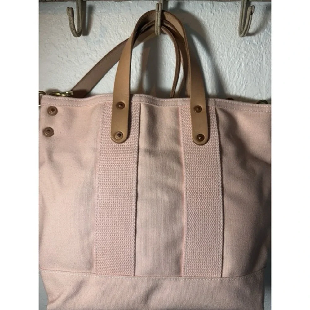 North End Bag Co The MARTIN Tote Bag Peachy Pink Canvas & Leather Trim Crossbody - Picture 13 of 15